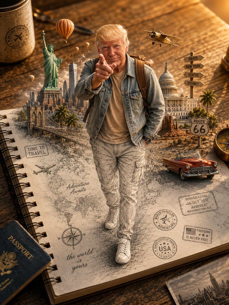 Traveler Trump 3D Sketch Illusion