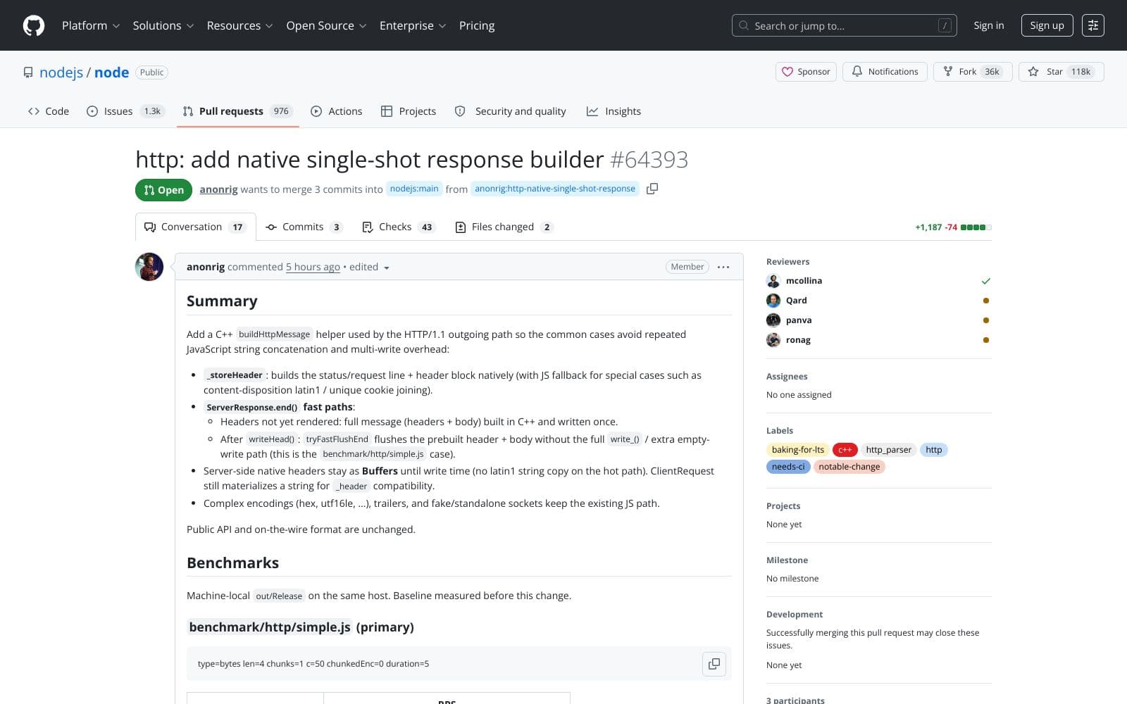 Node.js 48% Response Speedup