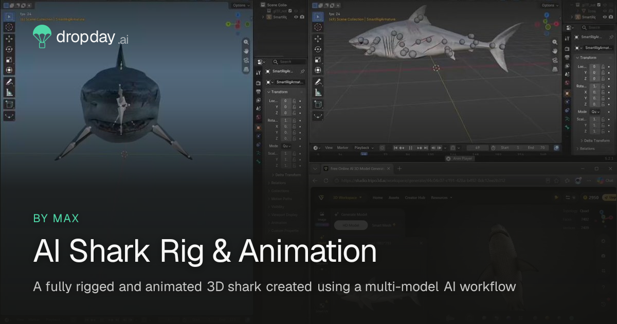 AI Shark Rig & Animation — Dropday.ai