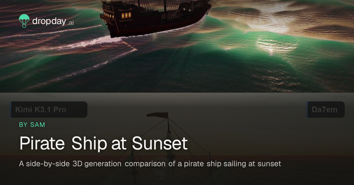 Pirate Ship at Sunset — Dropday.ai