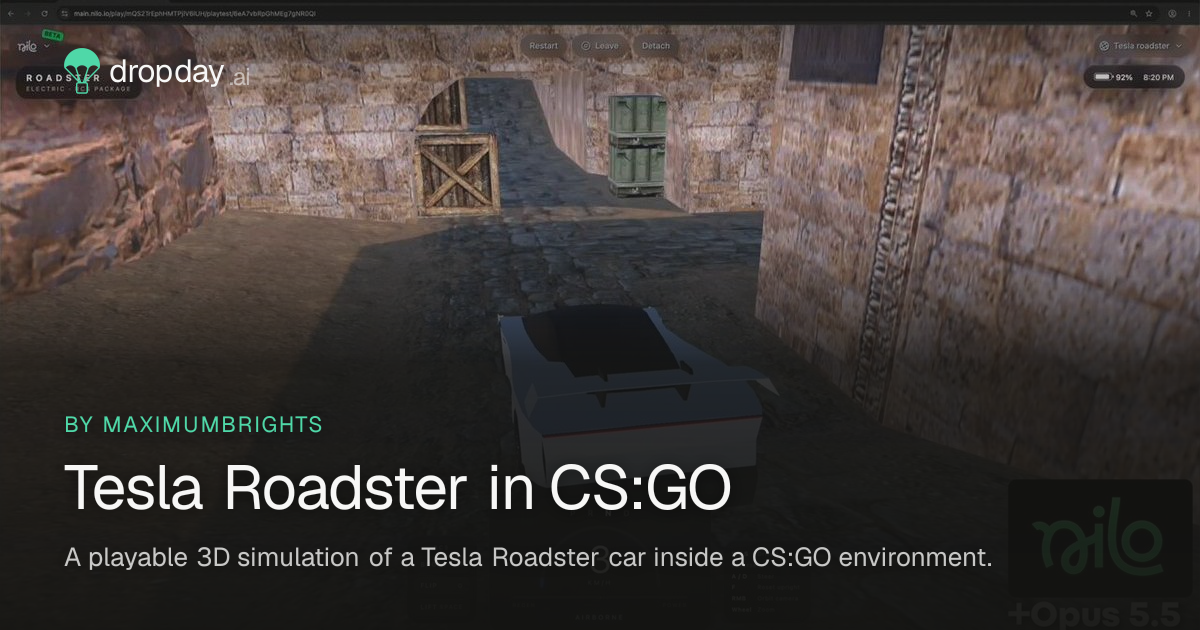 Tesla Roadster in CS:GO — Dropday.ai